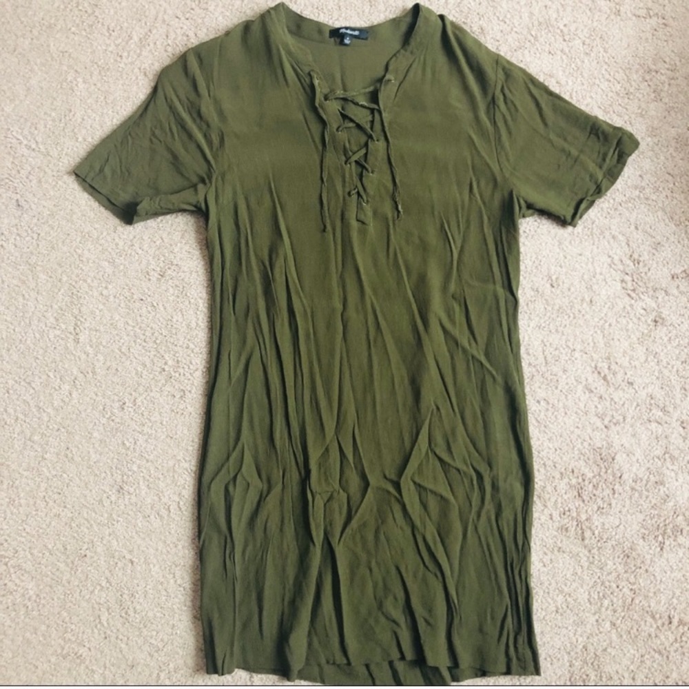 Madewell distressed green shift dress